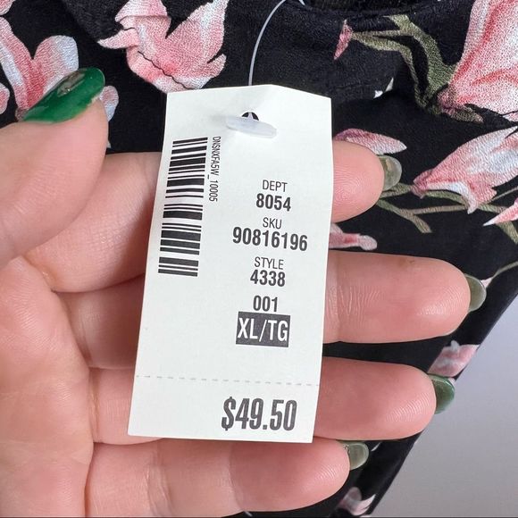 Sz XL Aeropostale Black Sleeveless Pink Floral Dress - Picture 10 of 10